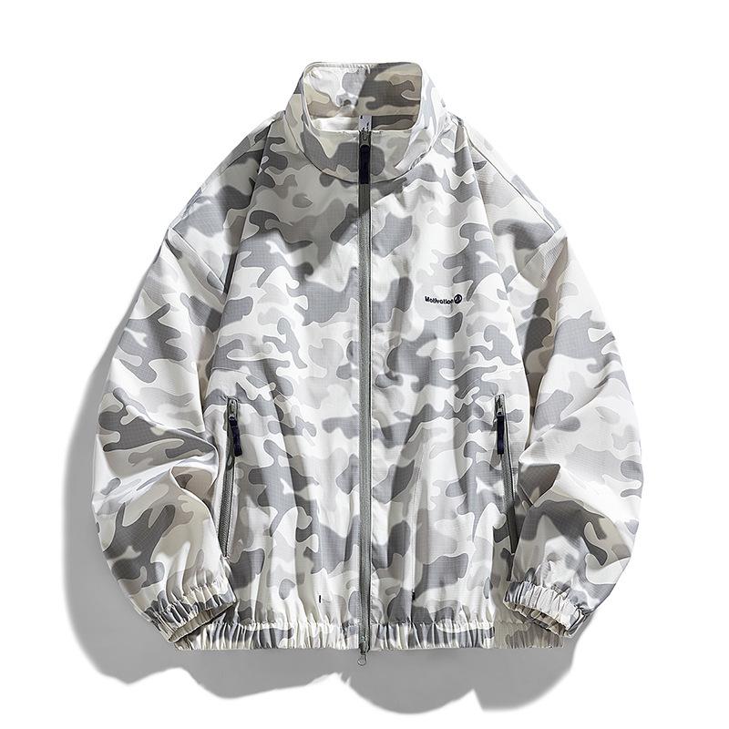 Camouflage Hong Kong Style Jacket for Men's Spring and Autumn Versatile Lapel Jacket