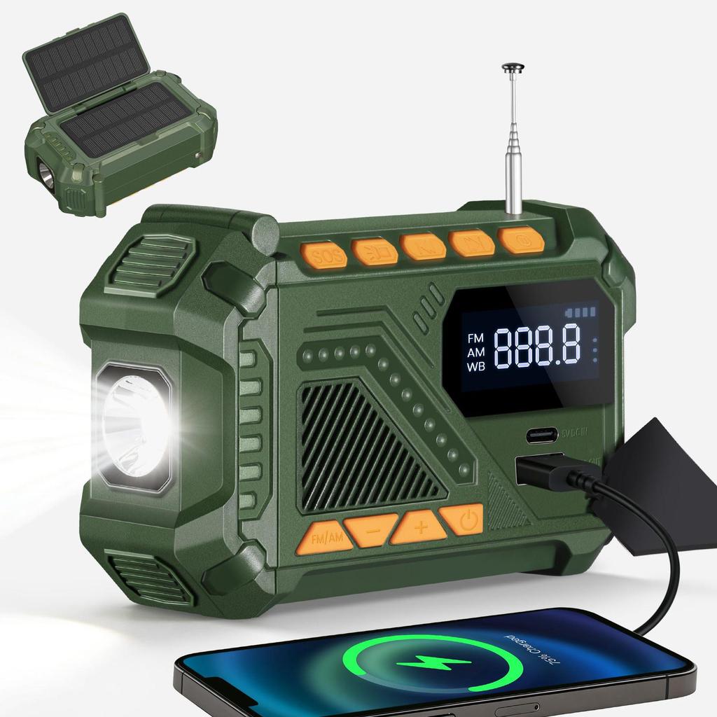 Радио на солнечной батарее с ручным приводом, с функцией Power Bank для экстренной зарядки и многофункциональными возможностями