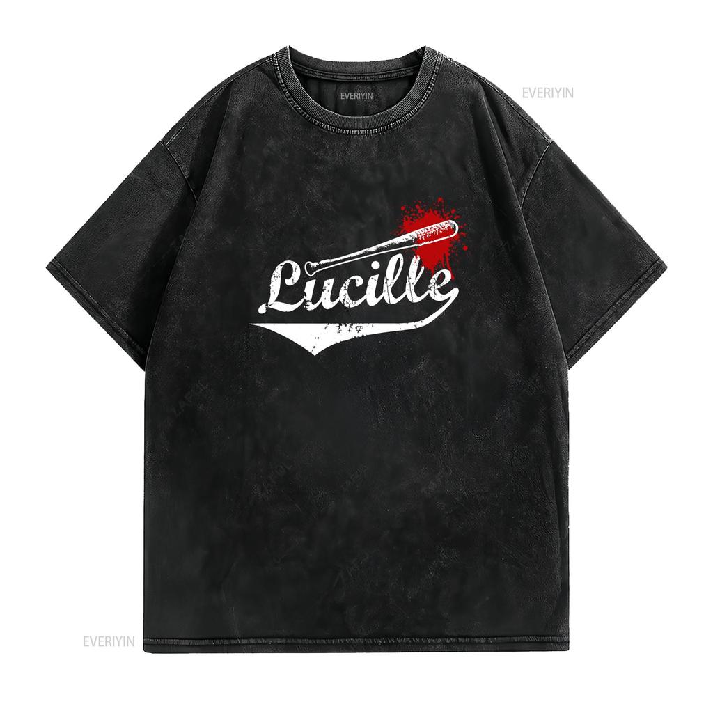 Lucille Bat Blood Zombie Comics TV Parody Adult DT T Shirt vintage Washed Top For Everyday Wear Breathable streetwear fashion