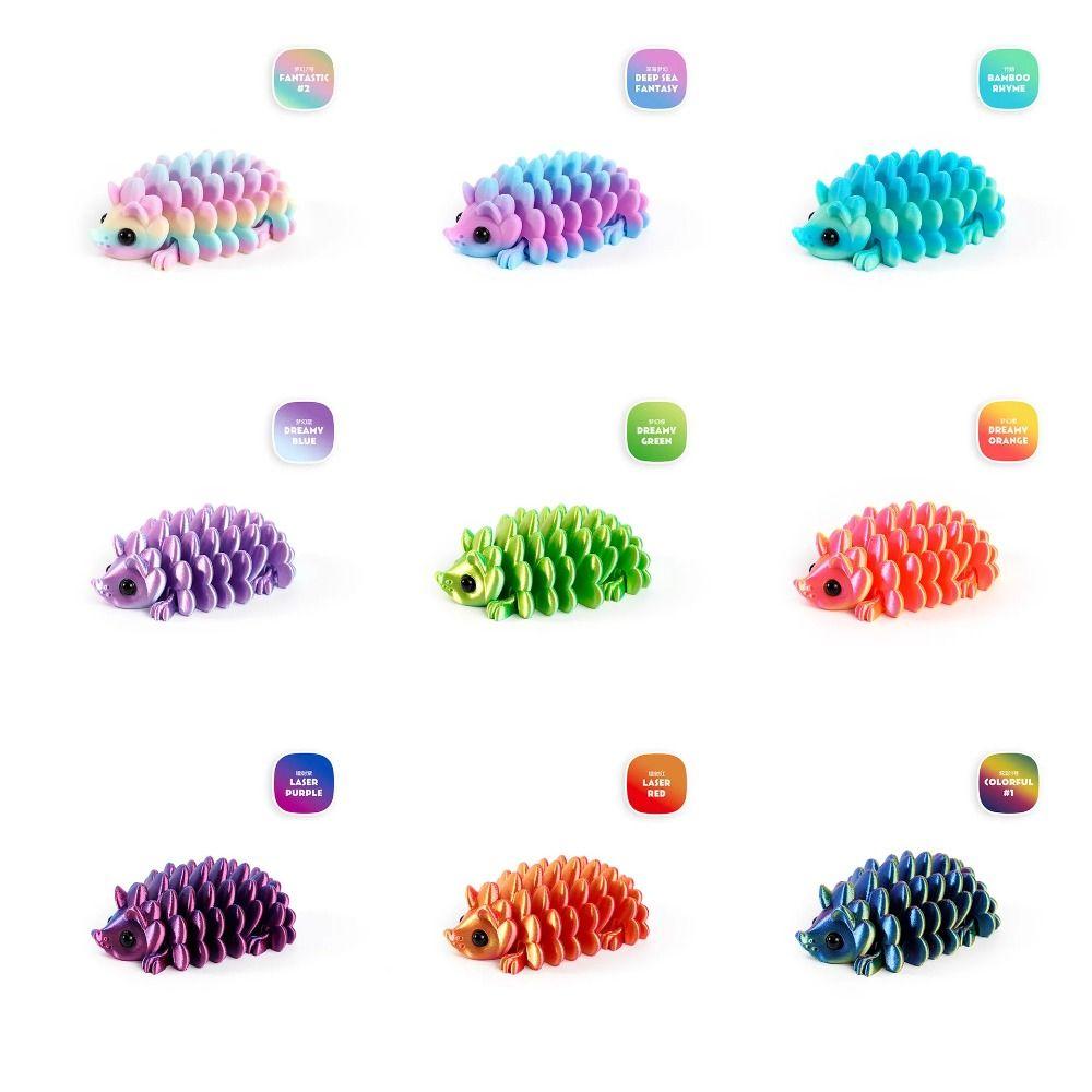 2Pcs Pinecone Colorful Hedgehog Figurine 3D Printed Animal Ornament  Desk Decor