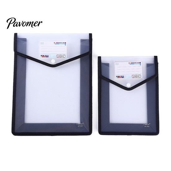 Portable Briefcase Pouch Transparent File Folder, with Snap Closure, Waterproof A4 A5 Document Bag, Student Work Organizer Large Capacity Colorful PP