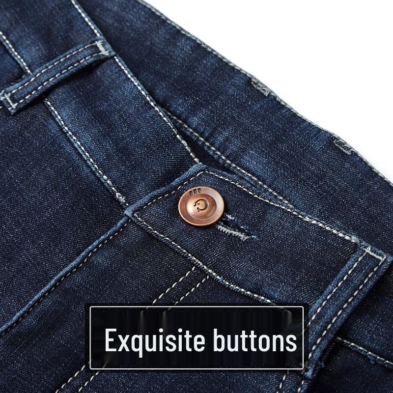 Futing Men's Thermal Fleece-Lined Straight-Leg Stretch Jeans