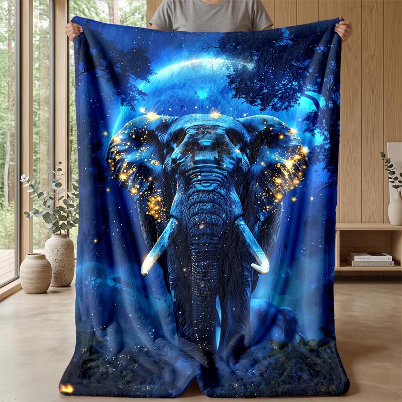 Jungle Elephant Theme blanket Lightweight Warm Flannel Blanket Decorative Throw Blanket for Home Decoration