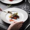 Pure White Wide Edge Striped Ceramic Plate Restaurant Steak Plate Thick Soup Plate Salad Plates Dessert Plates Hotel Tableware