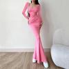 Women's Casual Long Sleeved High Waisted Slim Fitting Camisole Jumpsuit Long Evening Dresses