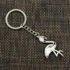Fashion 30mm Key Ring Metal Key Chain Keychain Jewelry Antique Bronze   Single Stand Crane Flamingo 25x46mm Pendant