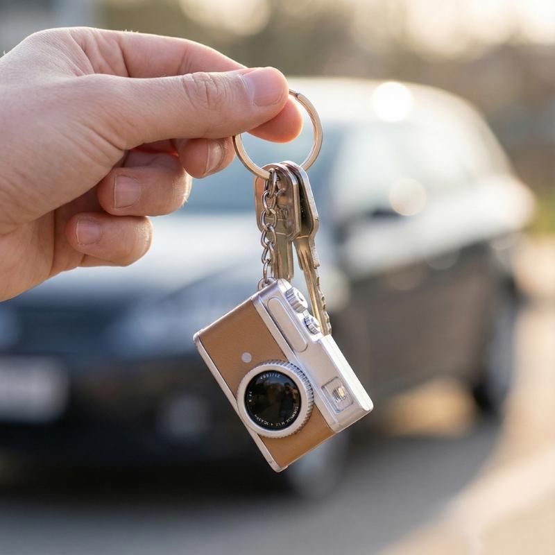 Креативный дизайн Мини-зеркальная камера Светящийся брелок Включает светозвуковой эффект для стильных подарков и вечеринок Личное использование