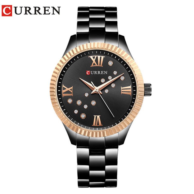 CURREN Новые модные женские часы, лучший бренд, роскошные женские наручные часы для девушек, браслет из розового золота и нержавеющей стали, женские часы в подарок