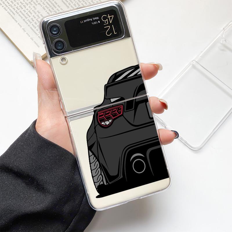 Япония JDM Спортивные Автомобили Комикс Мода Чехол для Телефона Для Samsung Galaxy Z Flip 3 4 5 6 7 Жесткий Складной Z Flip4 Прозрачная Поликарбонатная Крышка Подарок