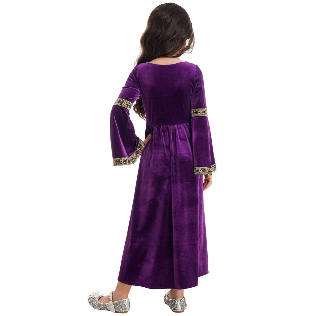 Girls Medieval Princess Costume Renaissance Costume Robe Retro Gown Dress for Halloween Cosplay Dress Up