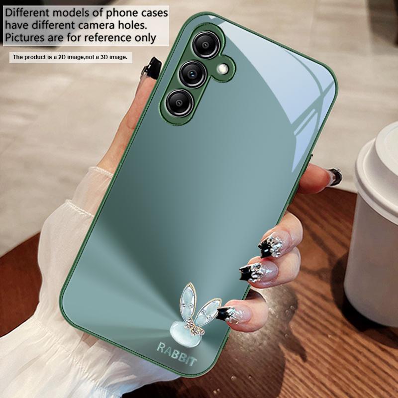 Милый светло-голубой кролик Для Samsung A73 72 71 A70 56 55 54 A53 52 51 50 42 A35 A34 33 32 31 26 25 24 23 22 30 стеклянный чехол для телефона