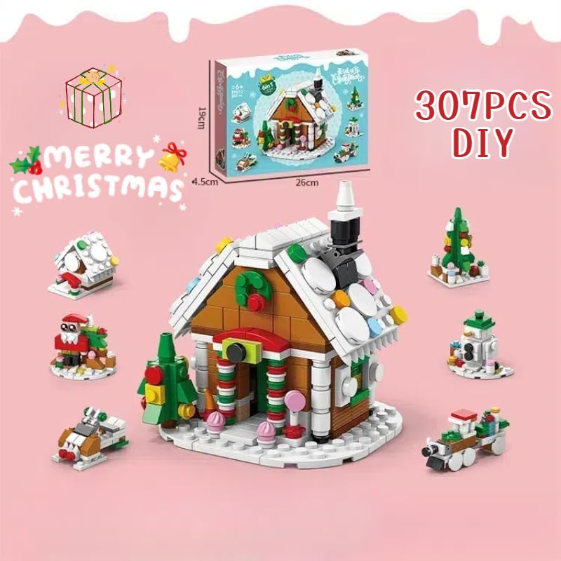 [2024 НОВЫЙ Рождественский Подарок] 307 деталей сборочный блок DIY рождественская тема снежный домик снеговик Санта-Клаус рождественская елка 6 в 1 комплект украшения модель игрушки