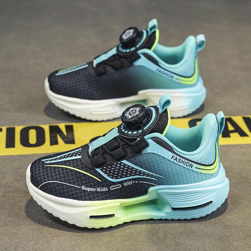 Легкие детские кроссовки с вращающейся застежкой - Нескользящие, удобные, дышащие кроссовки для улицы для мальчиков и девочек