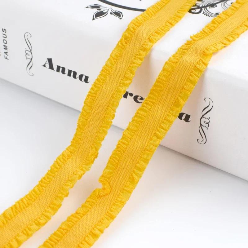 5/10 ярдов Meetee 12 мм эластичная лента с оборками, красочная плиссированная эластичная кружевная отделка, лента для головного убора, DIY швейные аксессуары для одежды