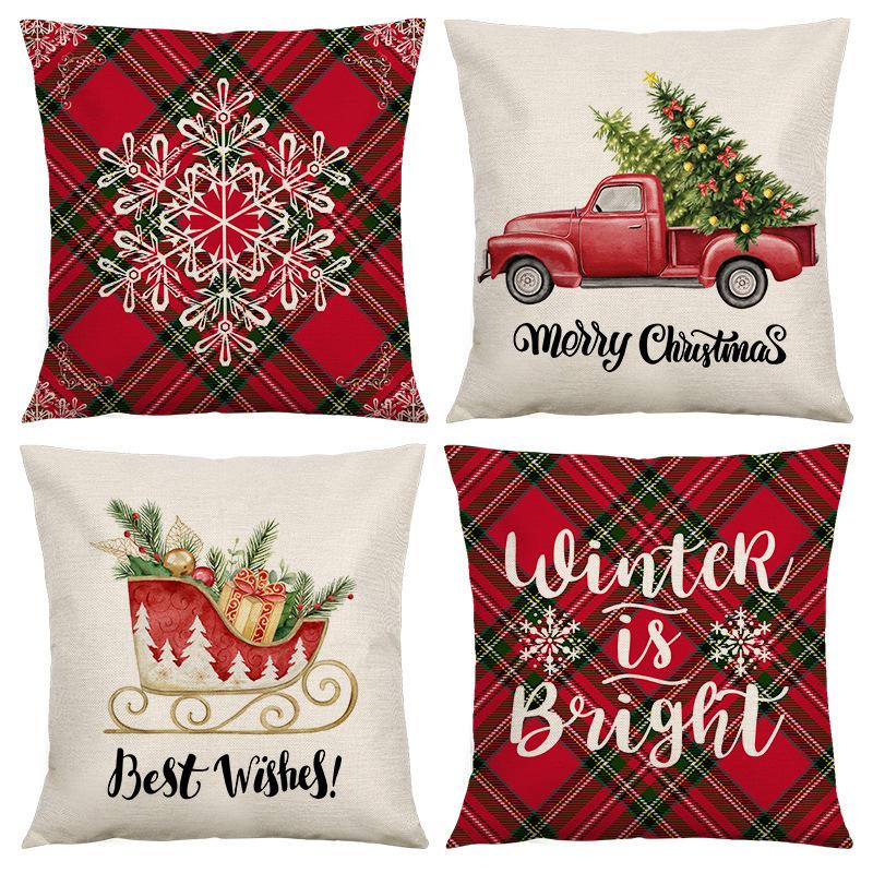 Наволочка на рождественскую тематику Рождественская наволочка из льна с принтом снеговика Высококачественная наволочка для автомобильной подушки