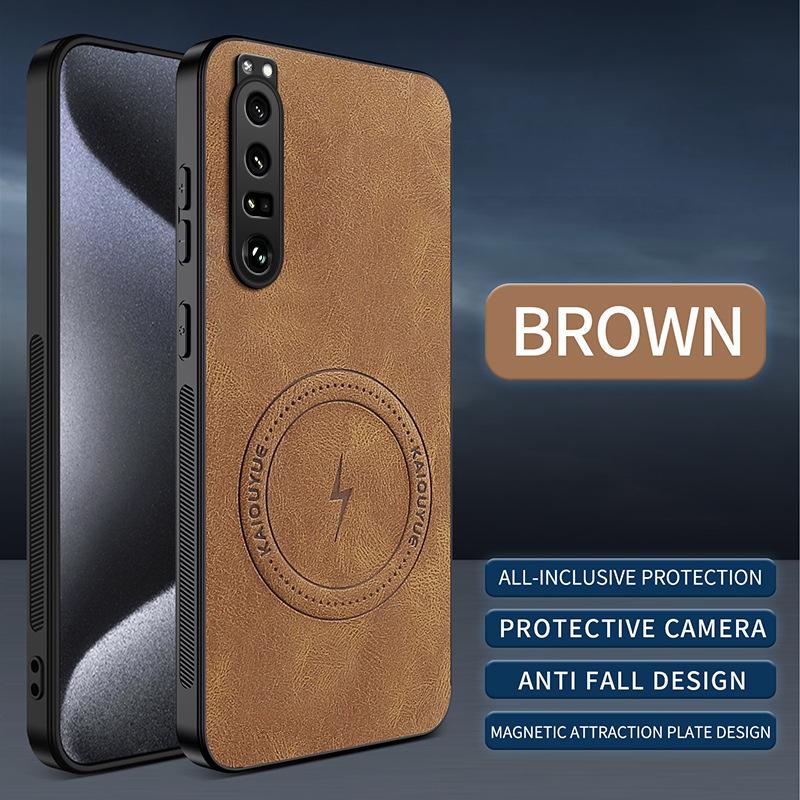 Магнитный защитный чехол Sony Xperia 1 III из кожи Наппа с полным покрытием и защитой от падения линз