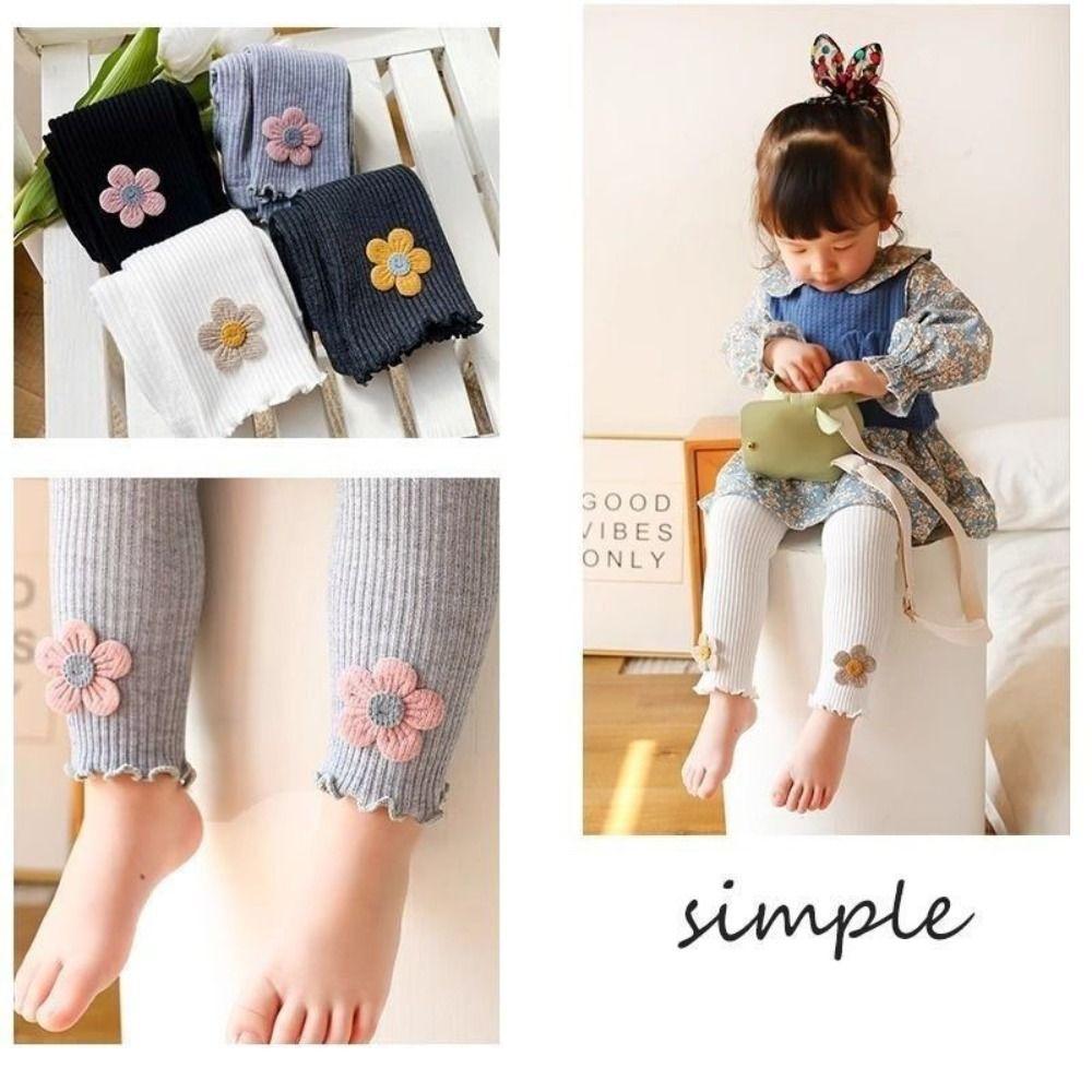 Autumn and Winter Girls Ribbed Leggings Soft Footless Tights Infant Long Pants for 1-4 Years Girls