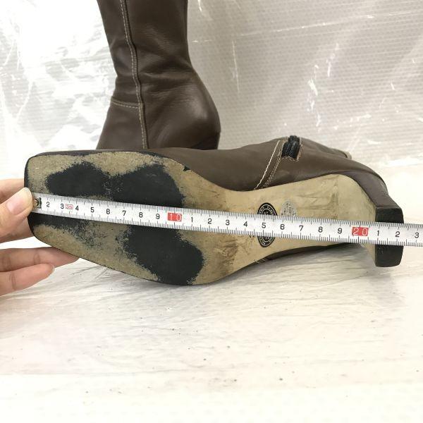 Balenciaga Женские длинные сапоги из натуральной кожи 35.5 22.5-23см Коричневые Сделано в Японии(ИСПОЛЬЗОВАЛ)