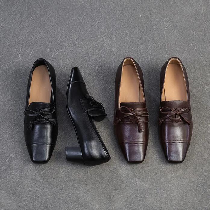 Johnature Туфли-лодочки из натуральной кожи в стиле ретро с квадратным носком и толстым каблуком, универсальные женские туфли для поездок на работу