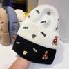 Шерстяная Шапка Мультяшная Осень Зима Корейская Вышивка Буква Холодная Шапка Мужчины Женщины Милые Вязаные Шапки
