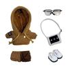 Niannyyhouse 10cm 15cm 20cm Plush Clothes Wool Parka Pants Backpack Glasses Leather Shoes Color Block Suit Cotton Doll Clothes Dress Up (Brown-10cm)