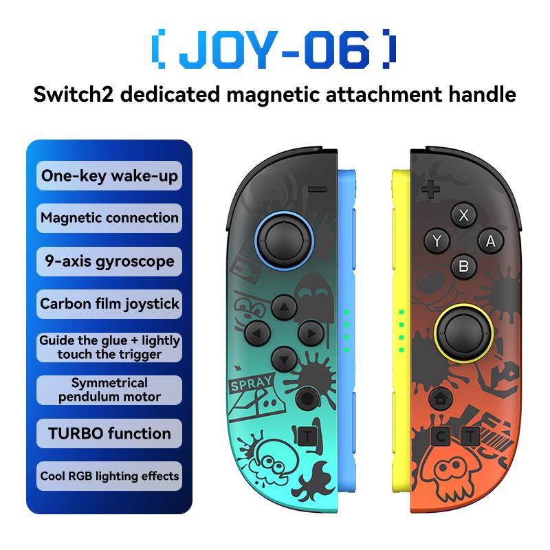 Беспроводной контроллер Joypad для консоли Switch2 RGB-подсветка Геймпад Пробуждение одной кнопкой Магнитное крепление Турбо 9-осевой гироскоп Двойная вибрация