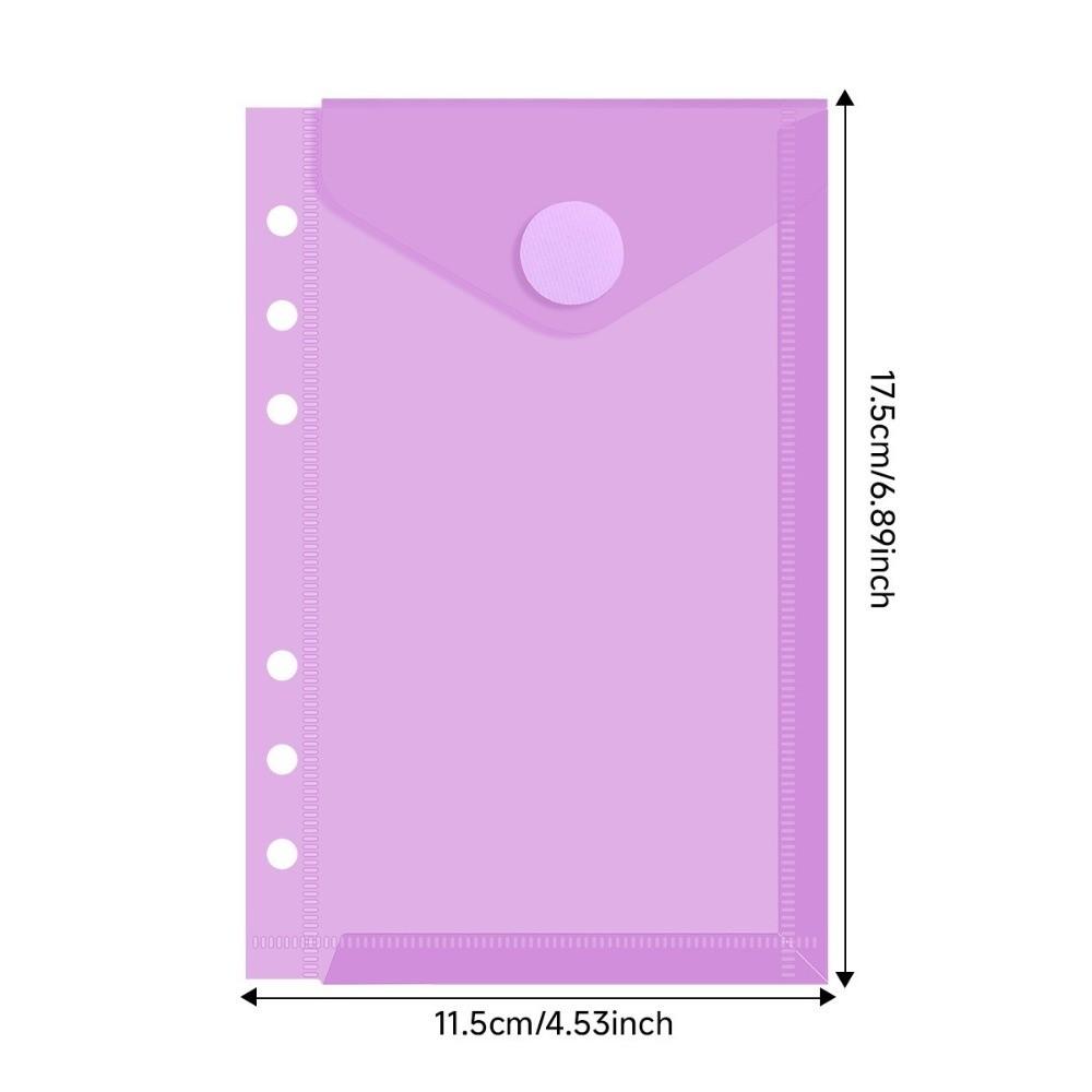 7pcs/Set with Adhesive Snaps PP Envelopes 6/11 Holes Loose-Leaf Document Organizer Pouches  Students