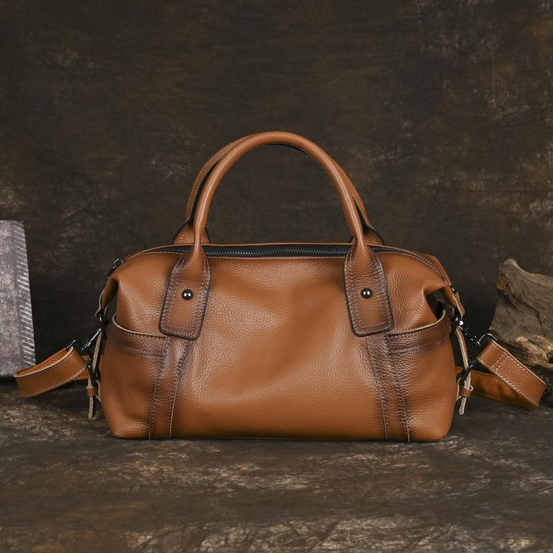 Johnature Универсальная женская сумка ручной работы из натуральной кожи в стиле ретро, большая вместимость, однотонные сумки через плечо