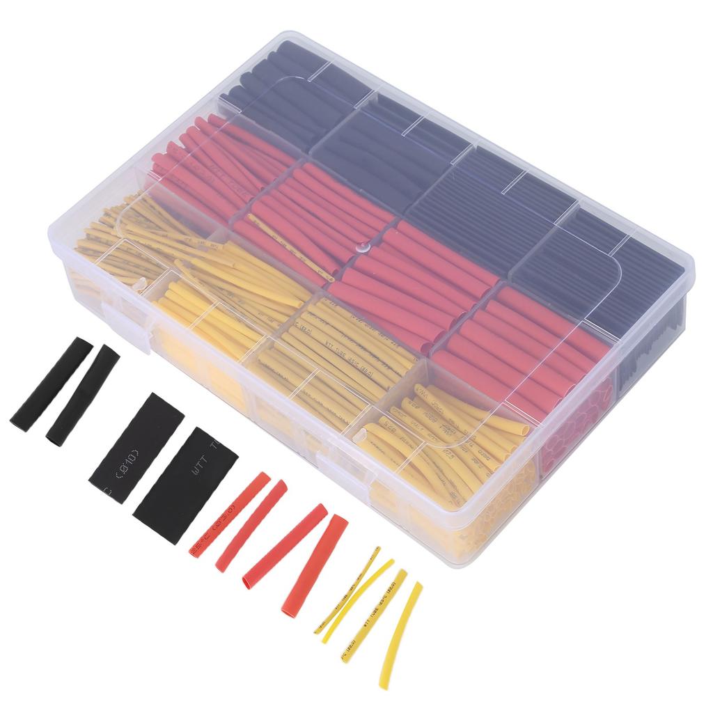 800 Pcs Heat Shrink Tubing Red Yellow Black Shrinkable Insulated Wire Cable Protection Sleeves