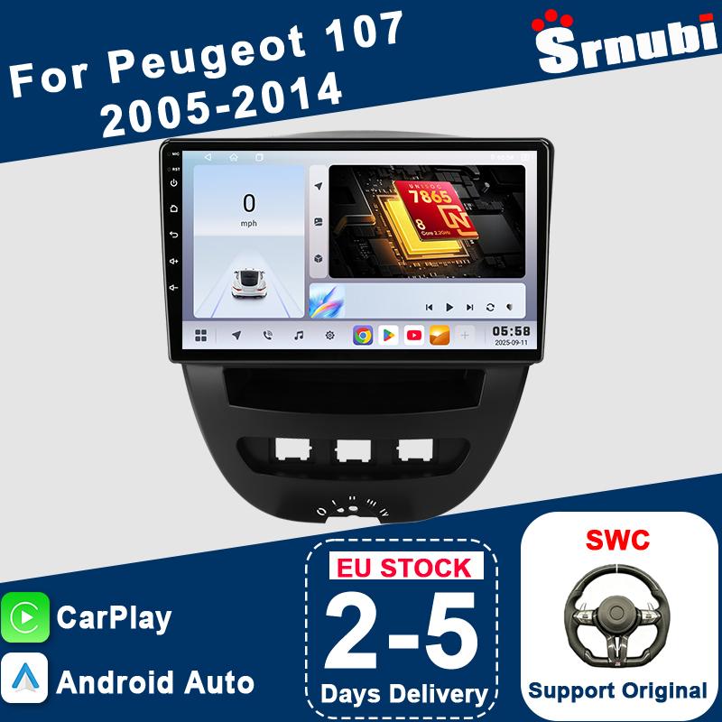 For Peugeot 107 Toyota Aygo Citroen C1 2005-2014Srnubi 2 Din Head Unit Carplay Android Auto Car Radio Multimedia Video Player GPS Navigation Support