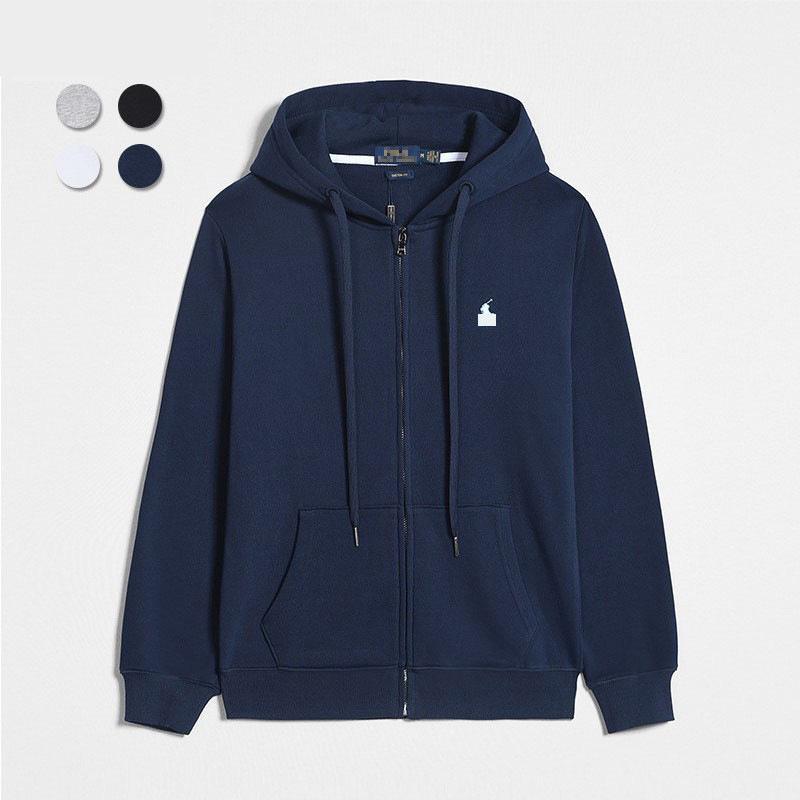 Мужская повседневная толстовка на молнии с длинным рукавом RL с вышивкой маленькой лошади