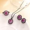 Jewelry Copper Bottom Gold-Plated Simulation Red Corundum Oval Black Gold Set Heroine Stone 6 * 8