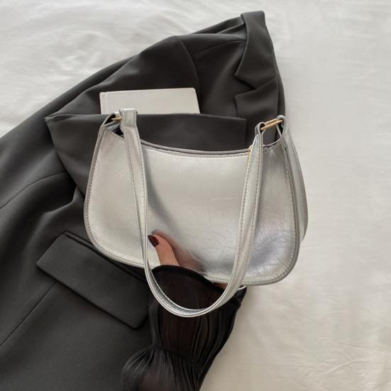 Women Retro Shoulder Bag Faux Leather Underarm Bag Purse Classic Tote Handbag with Zipper Closure for Street Party Work