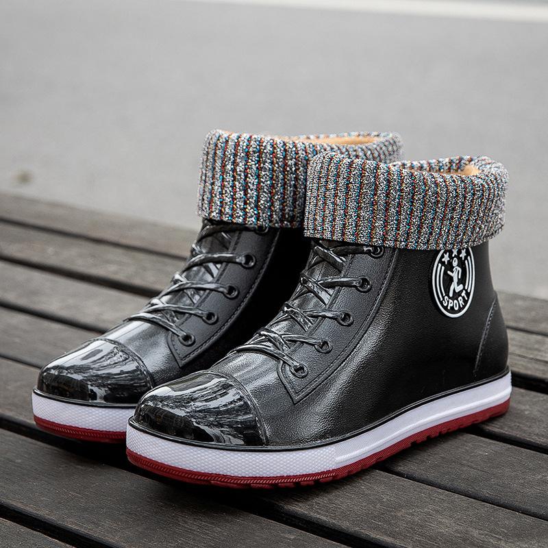 Fashion Women's Rain Boots Fashion Warm Cotton RubberShoes Ankle Rain Shoes for Women Waterproof Garden Galoshes Botas Lluvia Mujer2024