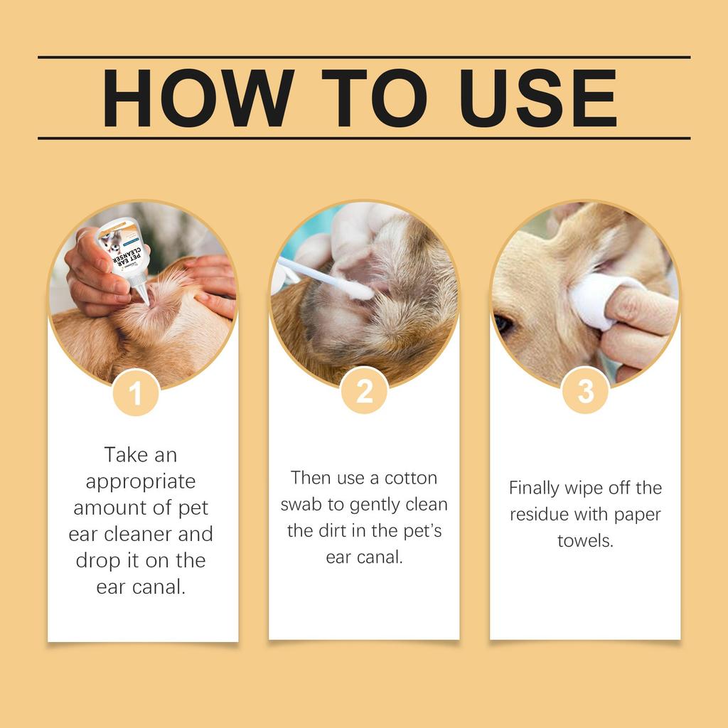 Средство для чистки ушей домашних животных, средство для чистки ушных клещей, мягкое и не раздражающее, устраняет запах ушей, грязь и сохраняет сухость 1 шт., 100 мл