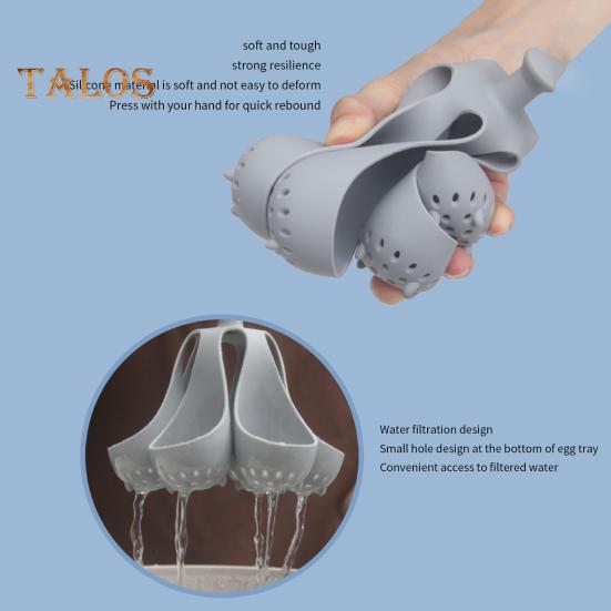Силиконовый лоток для яиц с 4/6 отверстиями. Устойчивый к высоким температурам яйцеварка для быстрого приготовления. Ручка с защитой от ожогов. Легко очищаемый держатель для яиц.
