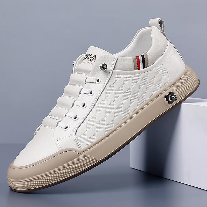 2024 New Mens Sneakers Genuine Leather Lace-Up Fashion Men's Skate Shoes Male Breathable Comfortable Outdoor Shoe Male Shoes