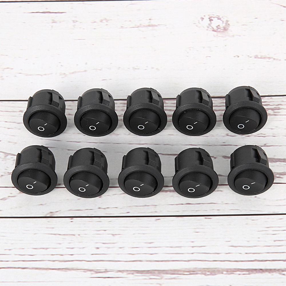 10/20Pcs ON/OFF Round Rocker Dot Switch Black Illuminated Car Dashboard Dash Boat Rocker 2Pin Toggle Switches Car Accessories