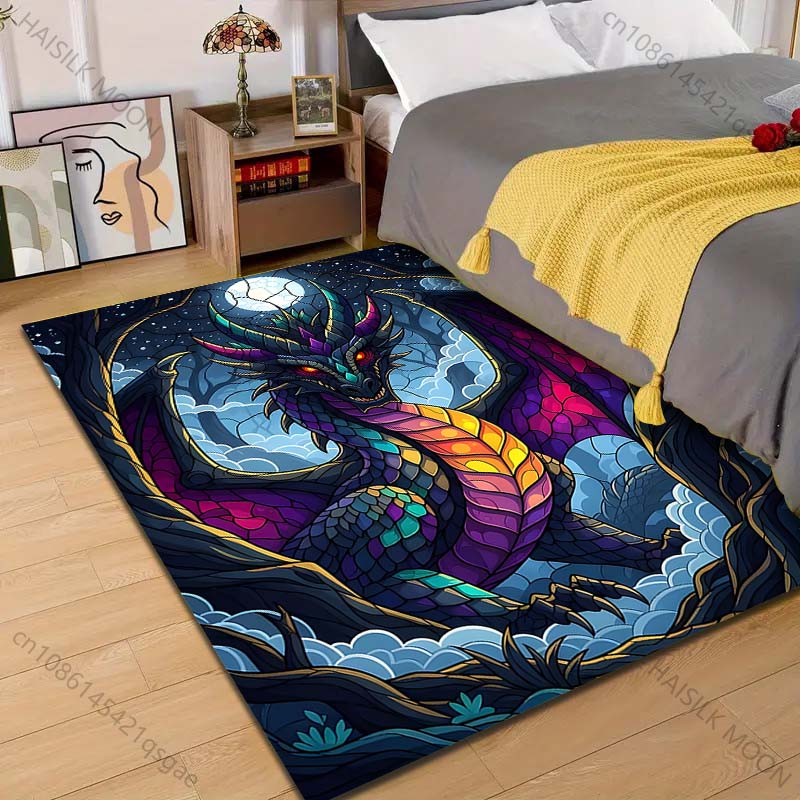 1PC Colorful dragon in night sky Pattern Rug Carpets for Bedroom Living Room Sofa Mat Creative Door Mat Cloakroom Home Decor