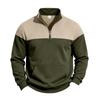 Men S Heavyweight Fleece Long Sleeve Stand Collar Sweatshirt Color Block Pockets