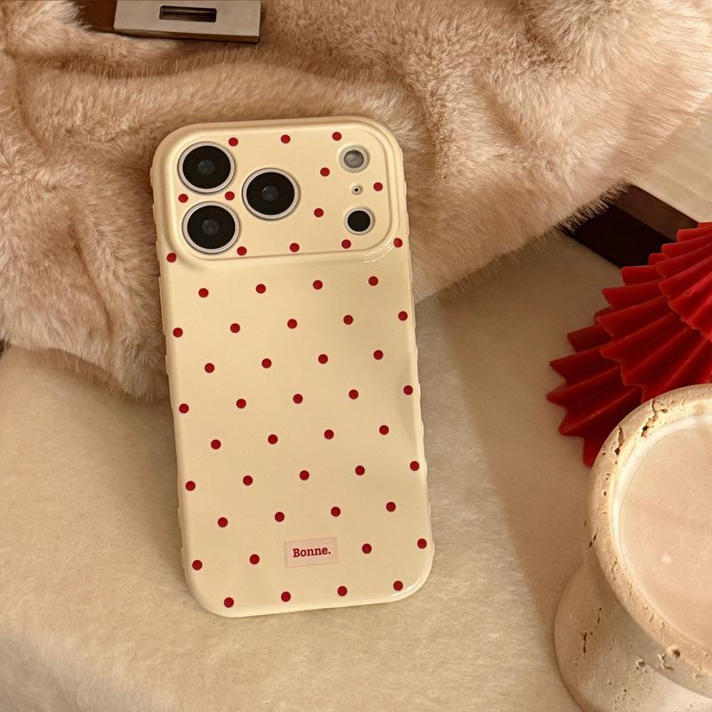 Мягкий чехол на весь экран в горошек для iPhone 17 16 15 14 13 12 Pro Max 11, конфетные цвета, противоударный защитный чехол