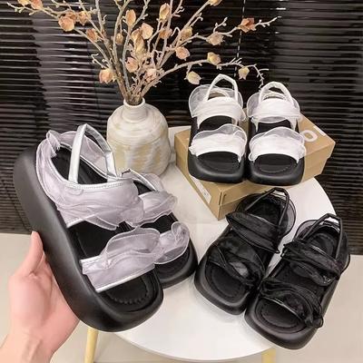 Туфли платформа шнуровка шнуровка сандалии женские 2025 новые летние повседневные и легкие сандалии