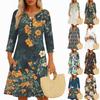 Платья для женщин Весенние сарафаны Женское повседневное платье с рукавом 3/4 V-образный вырез Бохо Платье с цветочным принтом