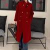 Красное двухстороннее шерстяное пальто для женщин осень-зима новый модный дизайн популярное длинное шерстяное пальто