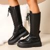 Women's Chunky Platform Knee High Boots Fashion Thick Sole PU Leather Motorcycle Boots Woman Autumn Winter Punk Long