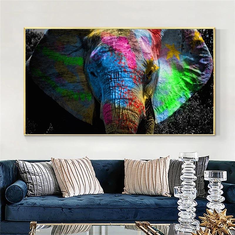 Плакат с животными, красочный африканский слон, живопись животных, живопись маслом, настенное искусство на холсте