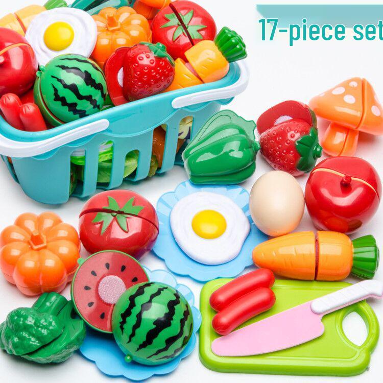 Fun Pretend Play Cut Toy Set - Kids Kitchen Vegetables & Fruits