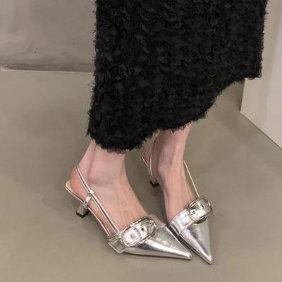 Модные женские сандалии с острым носком, туфли на среднем каблуке, дизайнерские, 2024 новинка, для вечеринок, платьев, шлепанцы, летние, повседневные, туфли-лодочки, Mujer Zapatillas, слайды