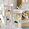 Juice Cup with Lid And Straw Portable Clear Large Capacity for Tea And Water