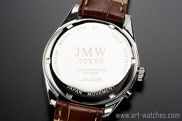 JMW TOKYO Мужские часы с фазой Луны, японский механизм, водонепроницаемость 100 м, ремешок из натуральной кожи, JMW0006PGS